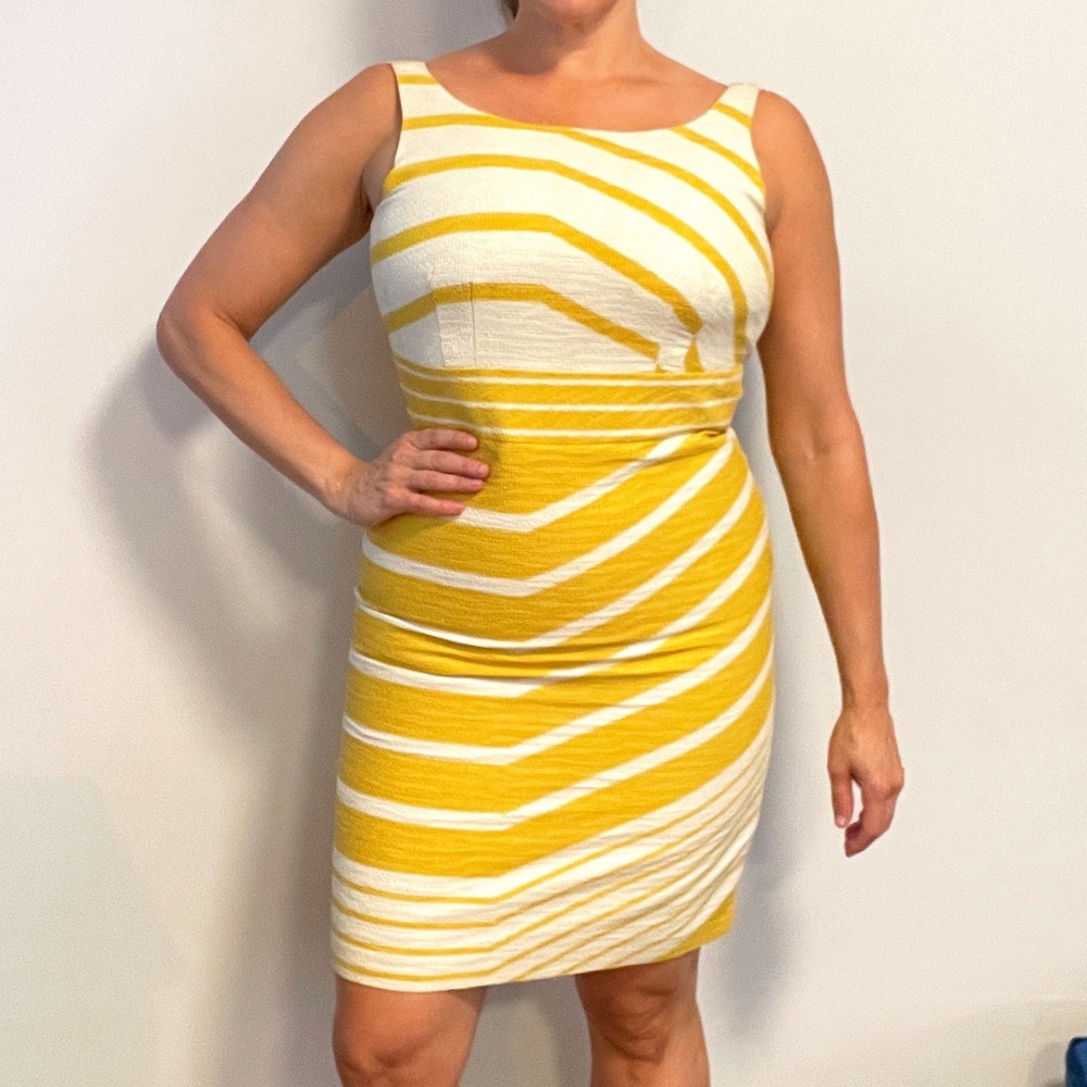 White and Yellow sheath dress